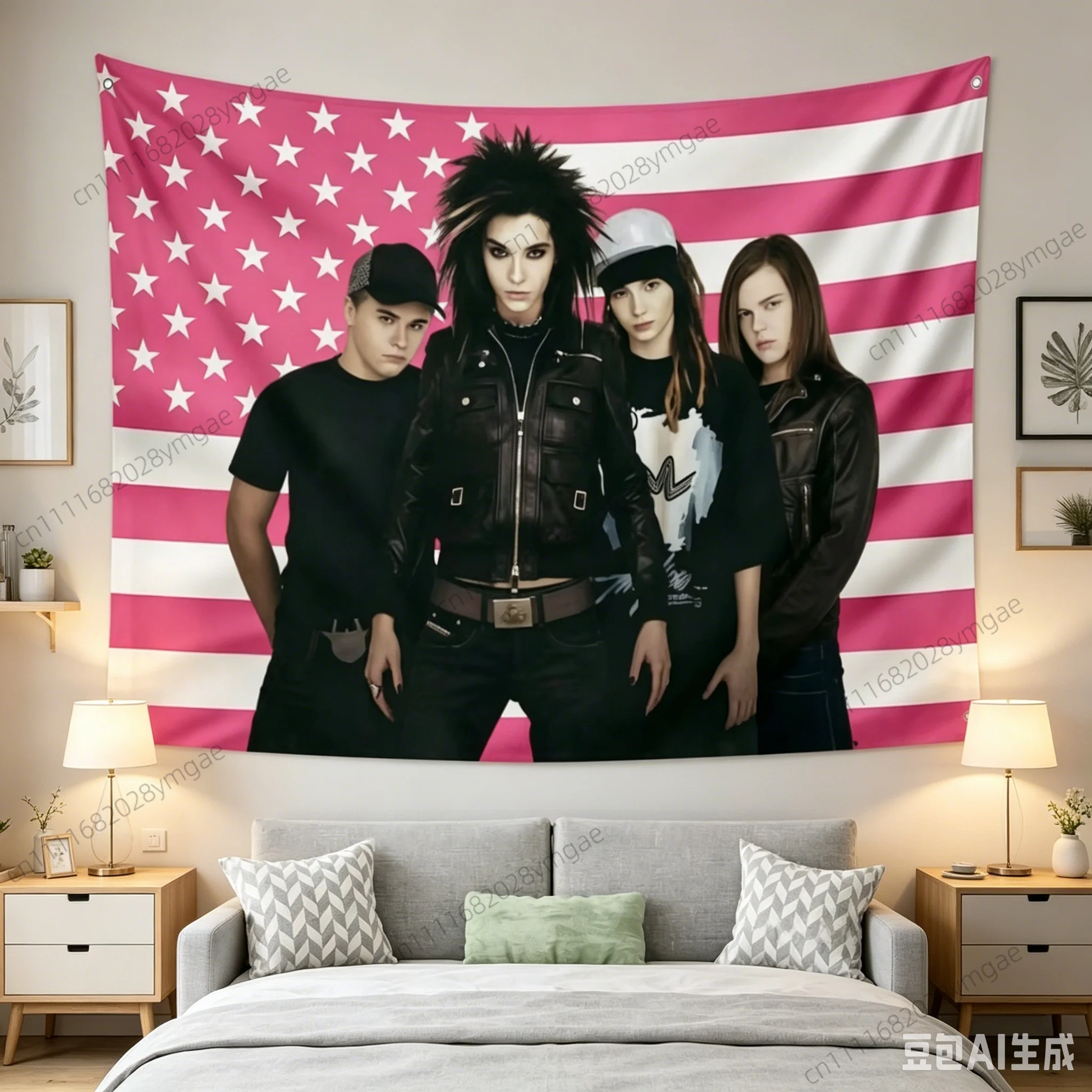 Unique Poster Tapestry TH-Tokyo Hotel American Flag Wall Hanging Tapestries Aesthetic Bedroom Background Cloth Banner home Decor