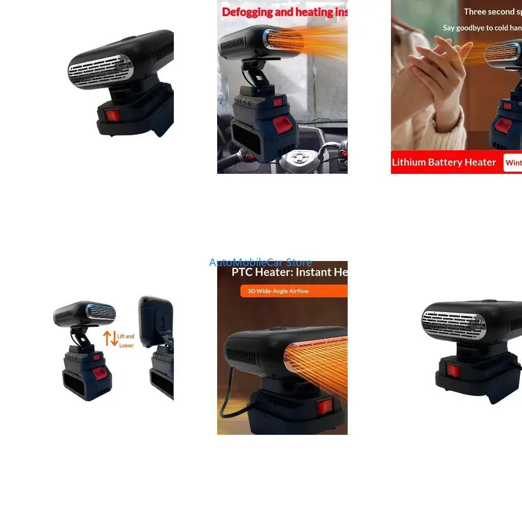 G8TE Battery Powered Vehicle Heater Windshield Defroster Tilt Adjustment for Cozy Environments Quiet Operation Space Saving