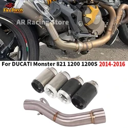 Slip On For DUCATI Monster 821 1200 1200S 2014 - 2016 Motorcycle Exhaust Muffler Escape Moto Modiifed Middle Link Pipe