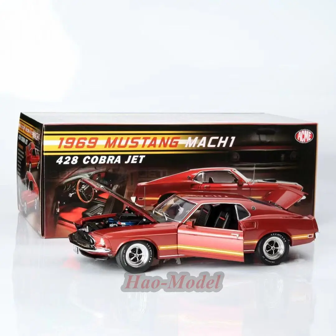 ACME 1/18 For Ford Mustang Mach 1 428 Cobra Jet 1969 Car Model Diecast Simulation Boys Birthday Gifts Hobby Display Ornaments