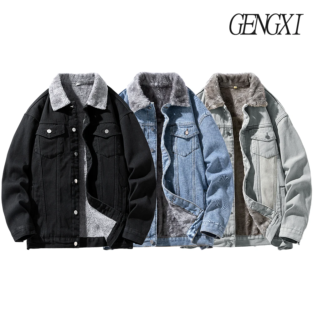 الرجال سترة الدنيم سميكة مبطنة بالصوف الخريف/الشتاء وصول جديد يندبروف الدافئة متعددة جيب التلبيب سترة شارع العليا خمر