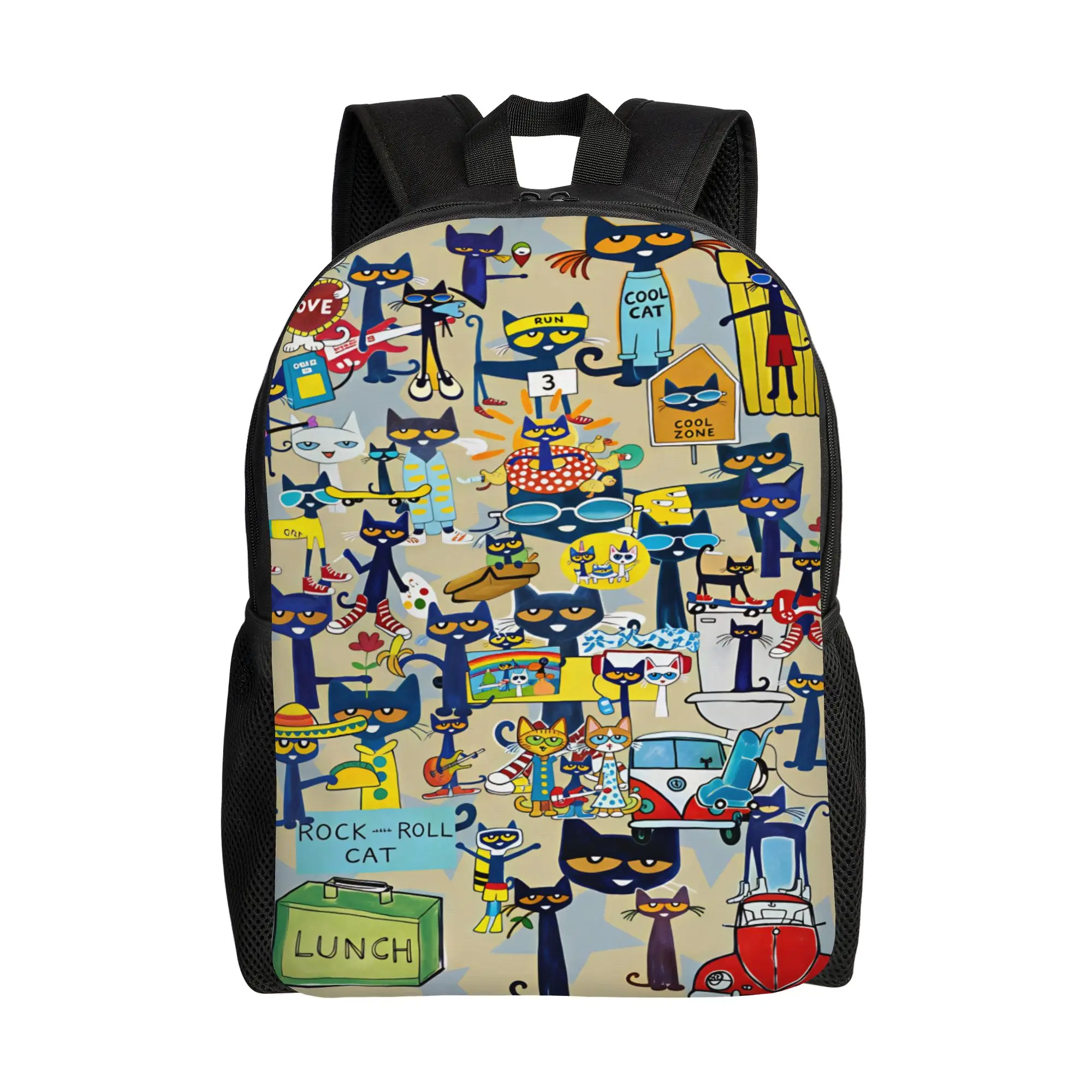 Pete The Cat  Backpack  Workout Backpacks Women Streetwear High School Bags Design Large Rucksack