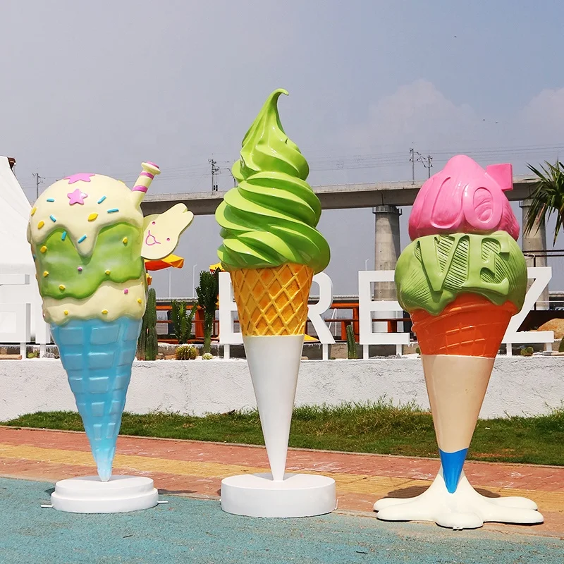 

Large fiberglass dessert sculpture ice cream donut macaron ornament for outdoor display, resin sculpture, made of resin