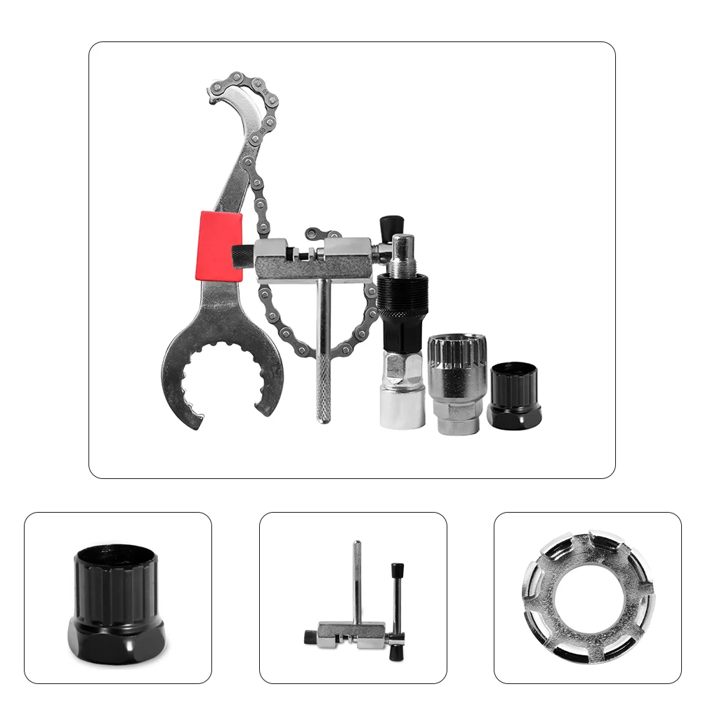 Bicycle Repair Tool Kits High Precision Crank Puller 9-in-1 Chain Breaker Cutter Rust-Proof Flywheel Removal for Repair for Home