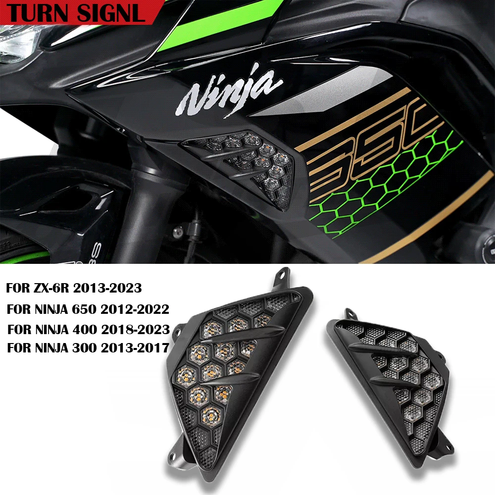 

Motorcycle LED Turn Signal Indicator Light Lamp Flashers For Kawasaki NINJA 300 400 650 1000 ZX6R ZX-6R Ninja650 Ninja400