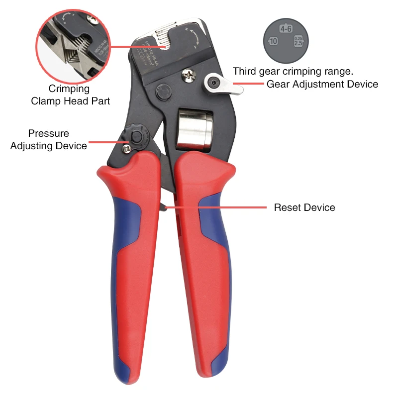 Ferrule Crimping Tools Tubular Wire End Terminal Mini Pliers Adjusting Knob Electrician\'s Clamp HSC10 16-4