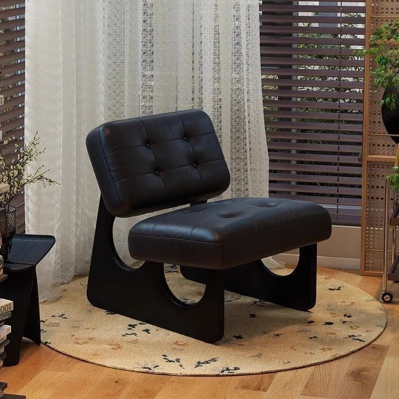 X&D Sofa Solid Wood Comfortable Single Leisure Chair Chair Retro Oil Wax Leather Sofa Chair Designer Back Chair 2025 Hot