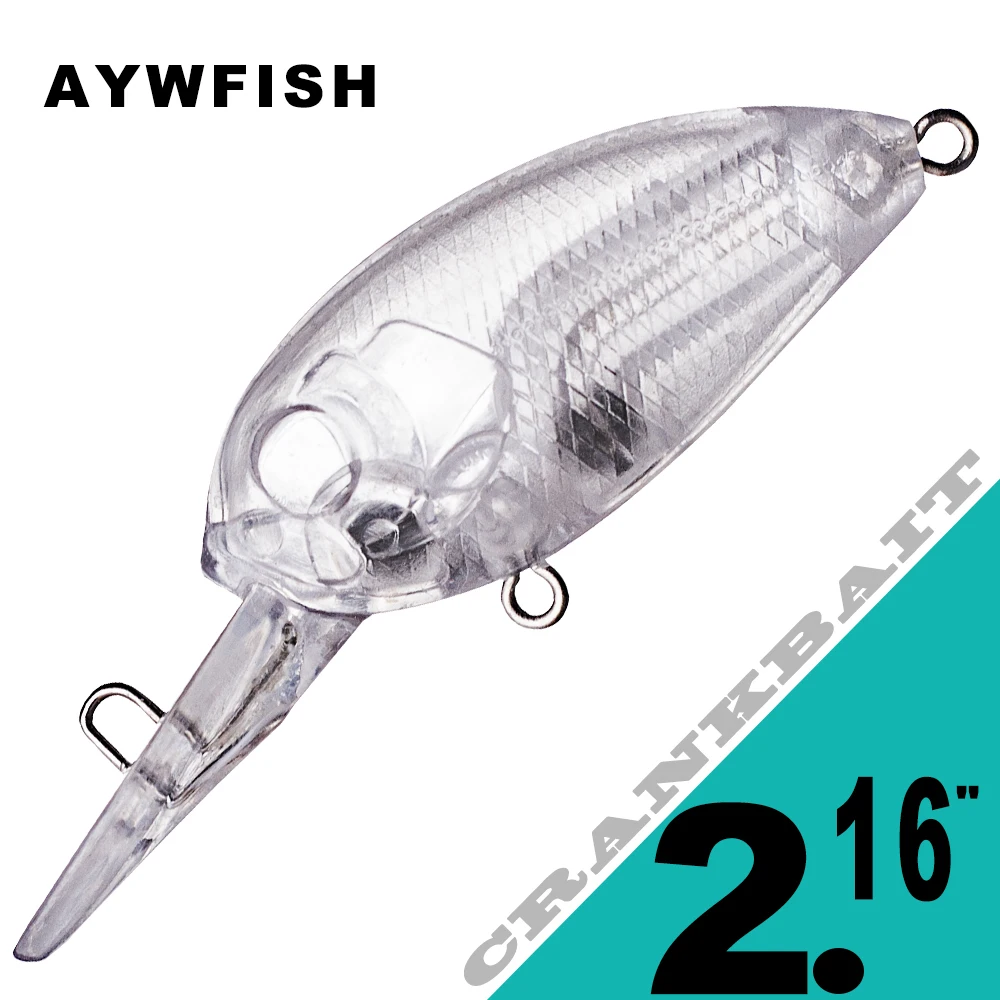 AYWFISH 30PCS Unpainted Small Crankbait DIY Medium Diver Rattles 5.5CM 3.8G Hard Plastic Blanks Mini Crank Fishing Bait Wobblers