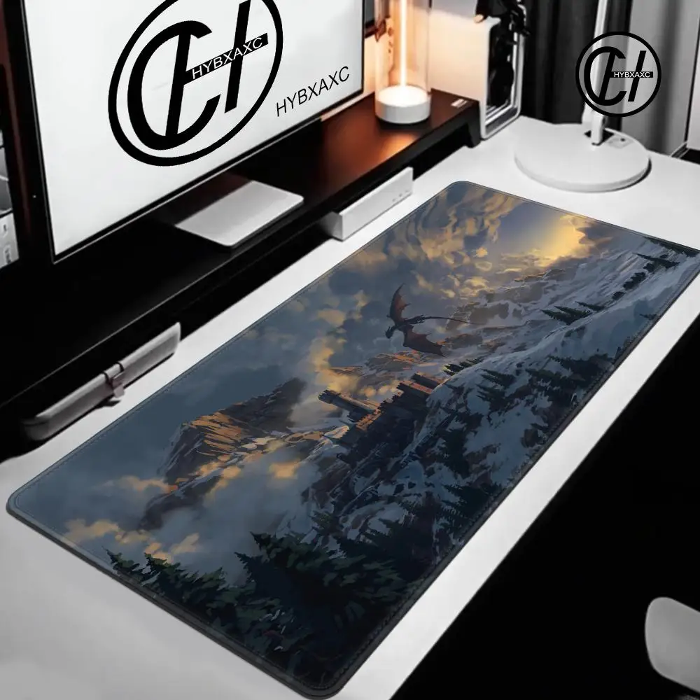 HYBXAXC Dark Castle Mouse Pad Laptop Black Middle Ages Villages Keyboard Rug XXL Anime Extended PC Gamer Large Cabinet Mousepad