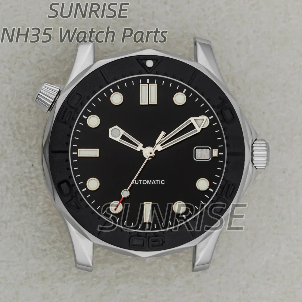 NH35 41mm Stainless Steel Watch Case Ceramic Bezel Sapphire Crystal For Seamaster 300 Seiko NH35 NH36 Movement 31mm Dial 10ATM
