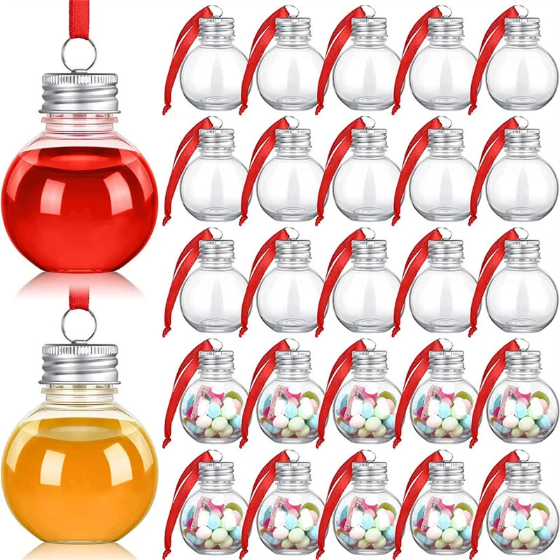 Christmas Tree Ornament Fillable Booze Water Bottle Bulbs Xmas Tree Shape Plastic Clear Christmas Ball Pendant Home Party Decor