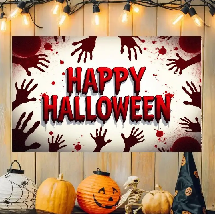 VIKAMA Cute Kids Halloween Tapestry Mummy Devil Witch House Cauldron Pumpkin Holiday Wall Hanging Bedroom Dorm Party Cloth