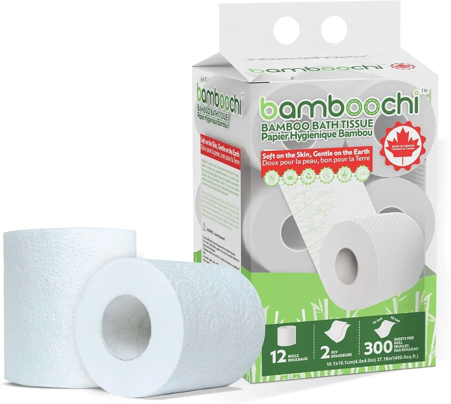 

Экологичная бамбуковая туалетная бумага, безопасная для септиков, 2-слойная, 12 рулонов, мягкая, без запаха, для автодомов, без ПФАС, сделано в Канаде