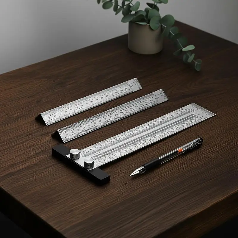 High Precision T Type Hole Ruler Stainless Woodworking Scribing Line Gauge Carpenter Measuring Tool