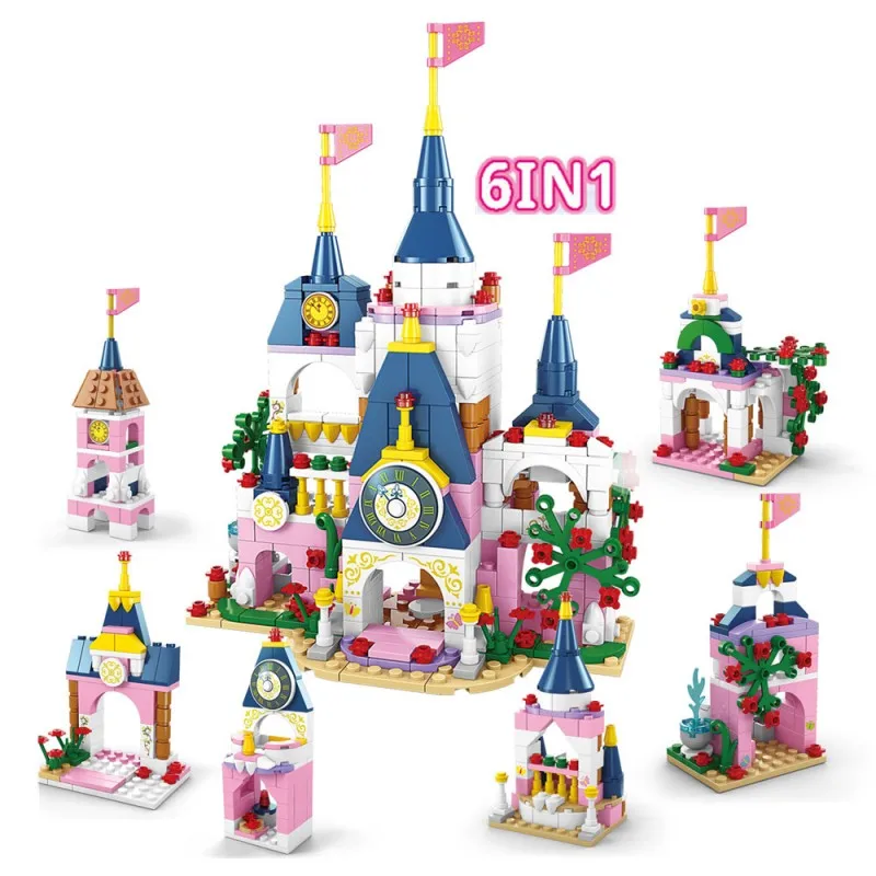 

6IN1 Princess Castle Building Blocks Set City Creativity Street Villa Princess Castle Holiday Villa Toys for Girls Thanksgiving