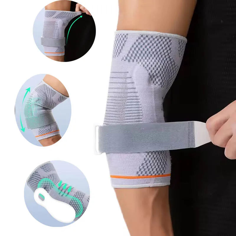 1PCS Sport Elbow Brace Gym Non-Slip Adjustable Elbow Bandage For Men Women Training Silicone Pad Protection Elbow Support Sleeve