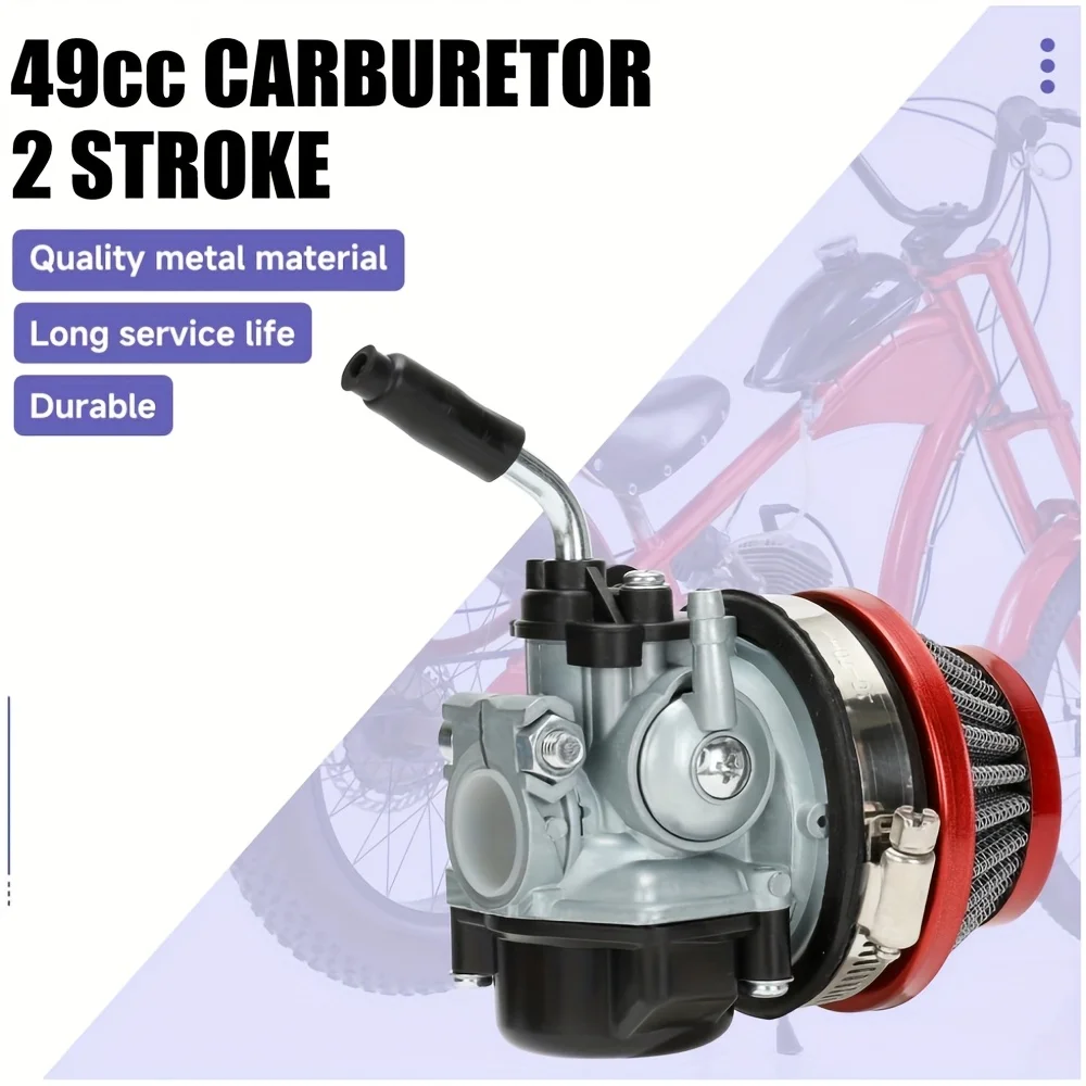 High Performance Racing Carburetor with Air Filter for 2-Stroke 49/50cc 80/100cc Engines Motorized Bike Dirt Bike Moped Upgrade