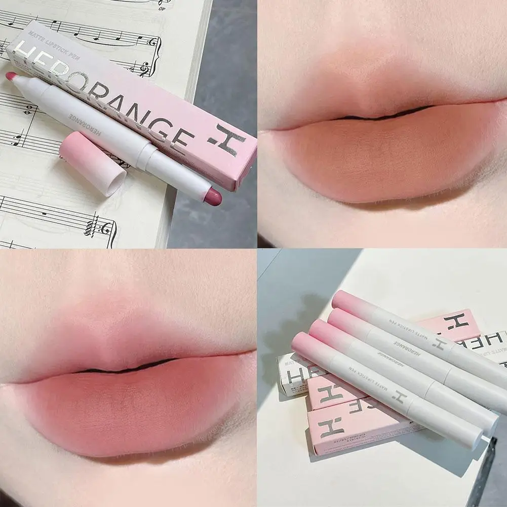 Tweekoppige Lippenstift Natuurlijke Fluwelen Matte Waterdichte Lange Gladde Make-Up Lippen Sexy Koreaanse Duurzame Cosmetica H0h5