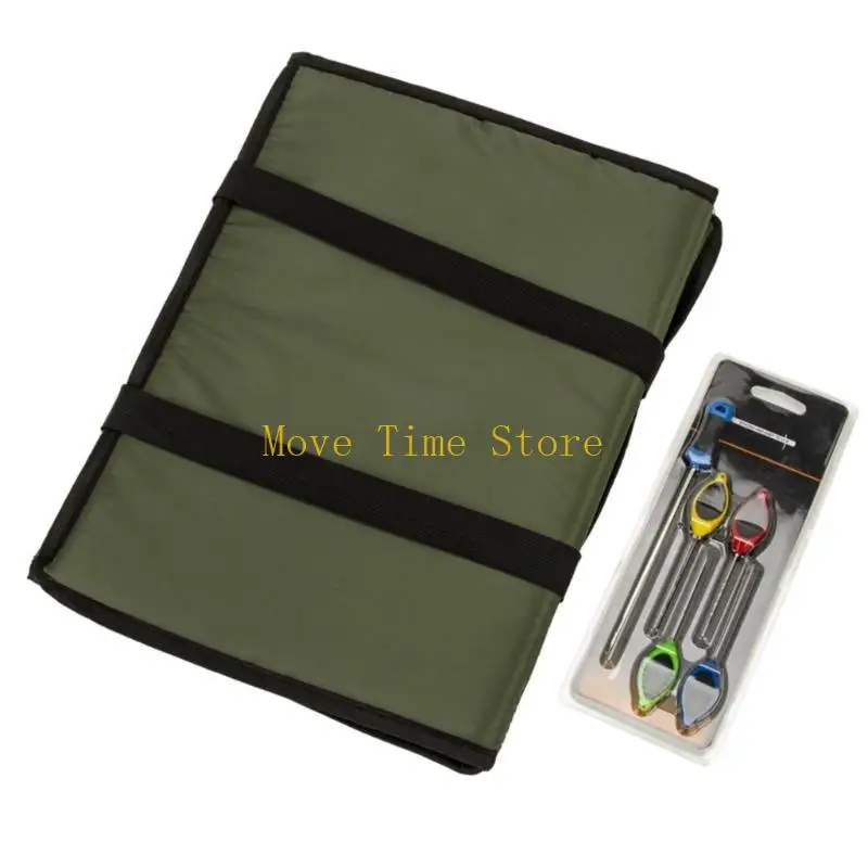 

92ME Portable Fishing Unhooking Mat with Baiting Needle Foldable Padded Landing Mat
