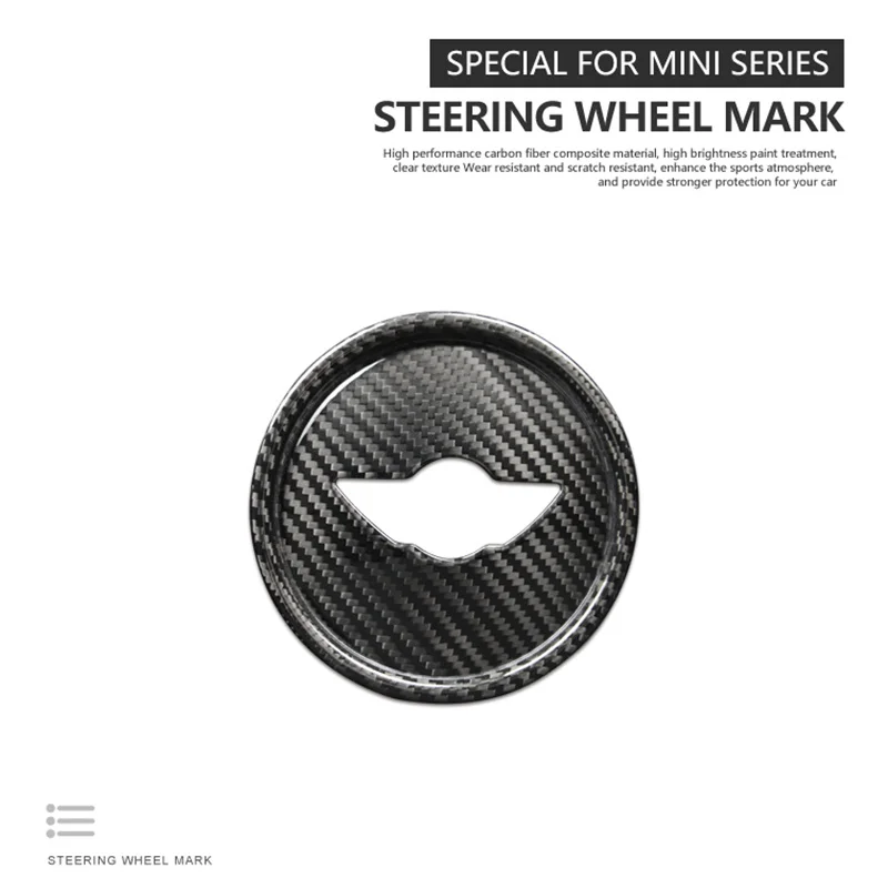 

Для мини-панели рулевого колеса из натурального углеродного волокна, 3D декоративная наклейка, подходит для Clubman F54 F55 F56 Cabrio F57 Countryman F60