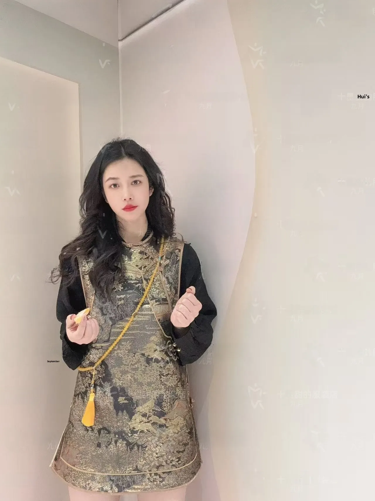 

Новая китайская вышитая юбка-жакет высокого качества, серия «Сентябрьская Горная Река», без повреждений, средней длины, с золотым плетением