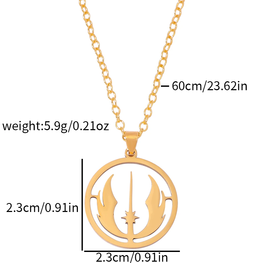 Jedi Order Logo Necklace Fashion Stainless Steel Hollowed-out Pendant Movie Theme Jewelry Accessory for Men And Women view 6