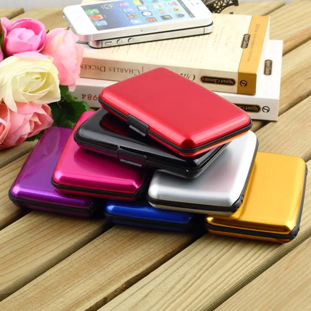 RFID Blocking Credit Card Holder Slim Coin Purse 6 Cards Metal Blocking Wallet Case for Men Women Waterproof Aluminium Wallet