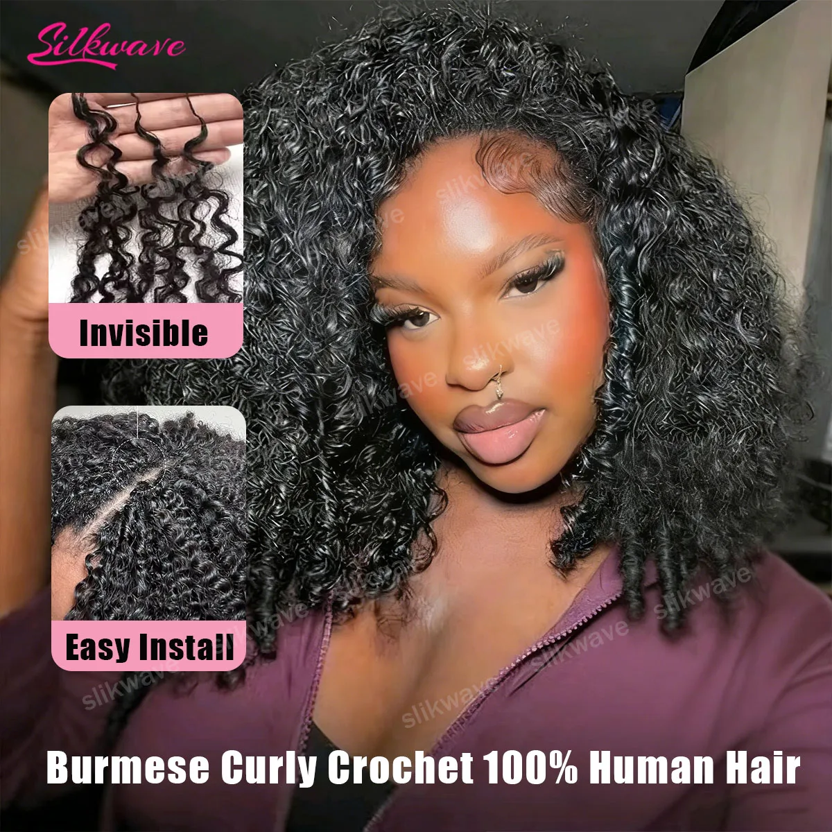 

Бирманские кудрявые волосы для плетения крючком, без узлов, предварительно разделенные, натуральный черный цвет, кудрявые волосы типа «перья» для наращивания и плетения кос.