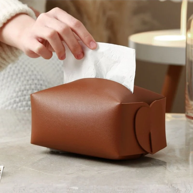 New Living Room Light Luxury Leather Tissue Box Napkin Holder Case Paper Box Container Hotel Storage Box Home Table Decoration