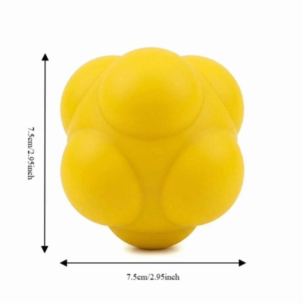 Natural Rubber Reaction Ball High Bounce Smooth Surface Agility Ball Hexagonal Shape Handheld Size Training Ball Reflex Practice