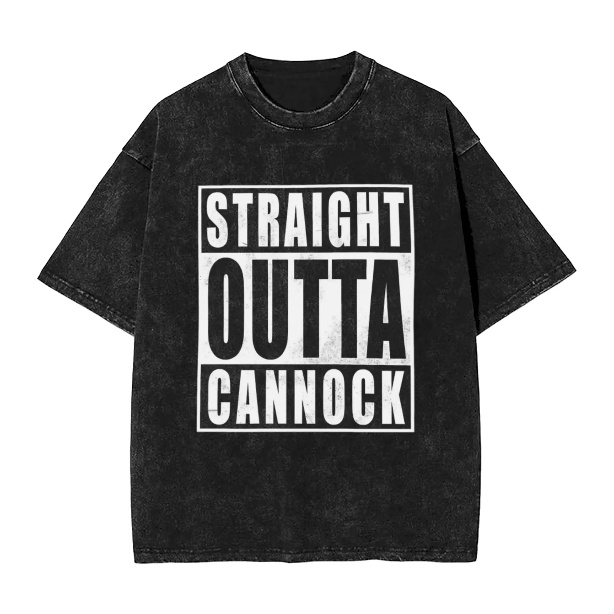 Straight Outta Cannock Classic Stylish A Washed T Shirt Men's Women's Oversized Cotton Tees Tops