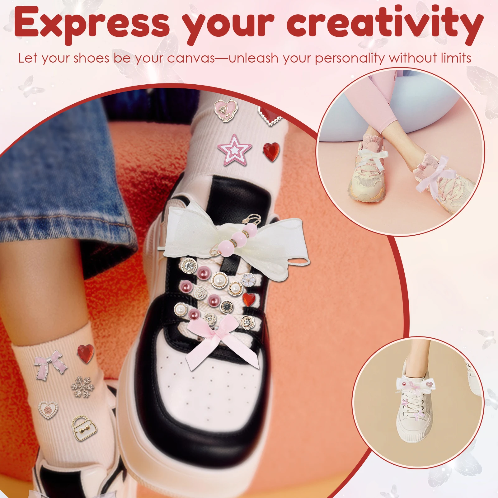 91 قطعة من سحر الأحذية الإبداعي للديكور بنفسك، مجموعة أدوات رياضية لطيفة مخصصة للنساء المبتدئين والمراهقات المحترفين #4