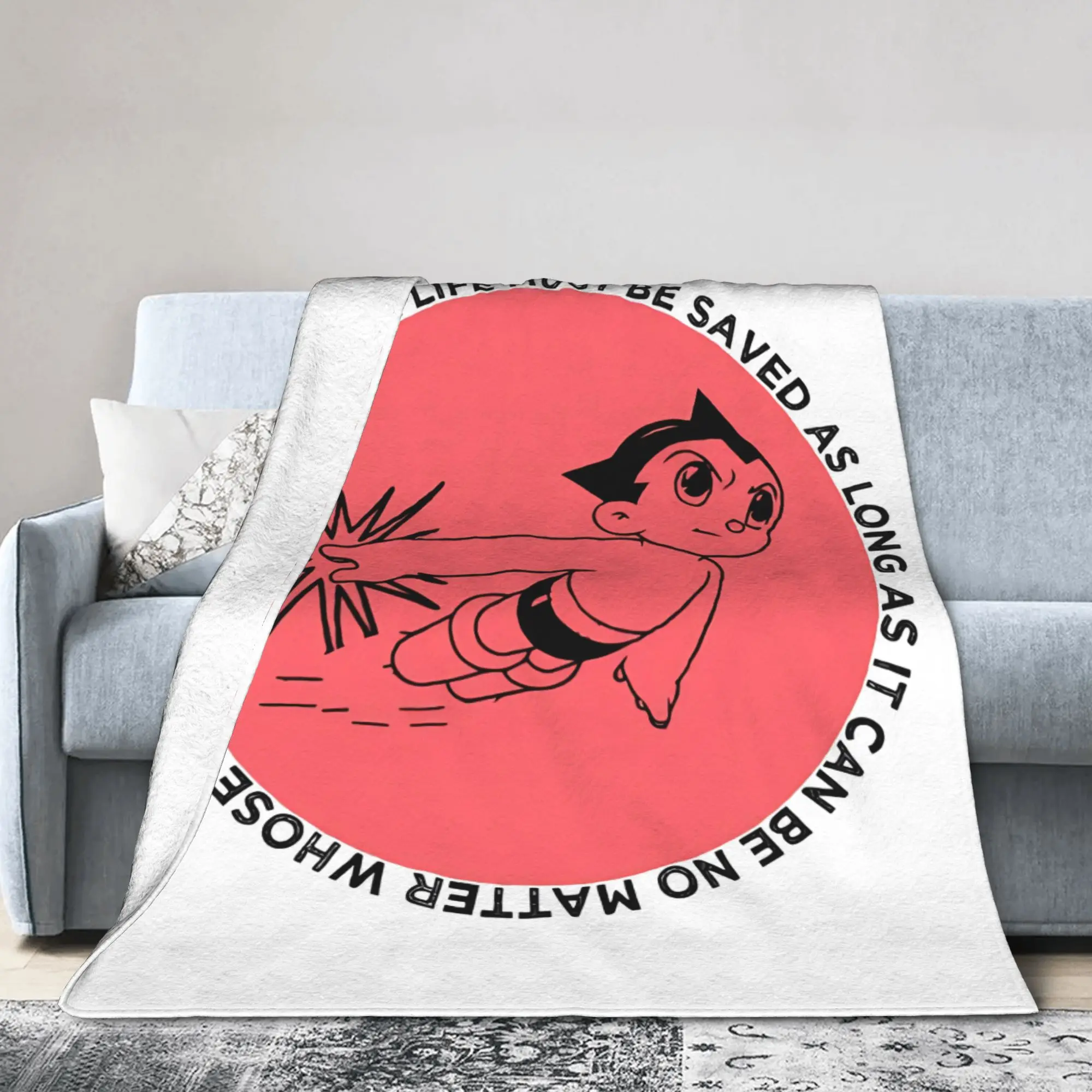 Astroboy Astro Boy Anime Blankets Flannel Spring/Autumn   Multifunction Warm Throw Blankets for Bed Travel Bedding Throws