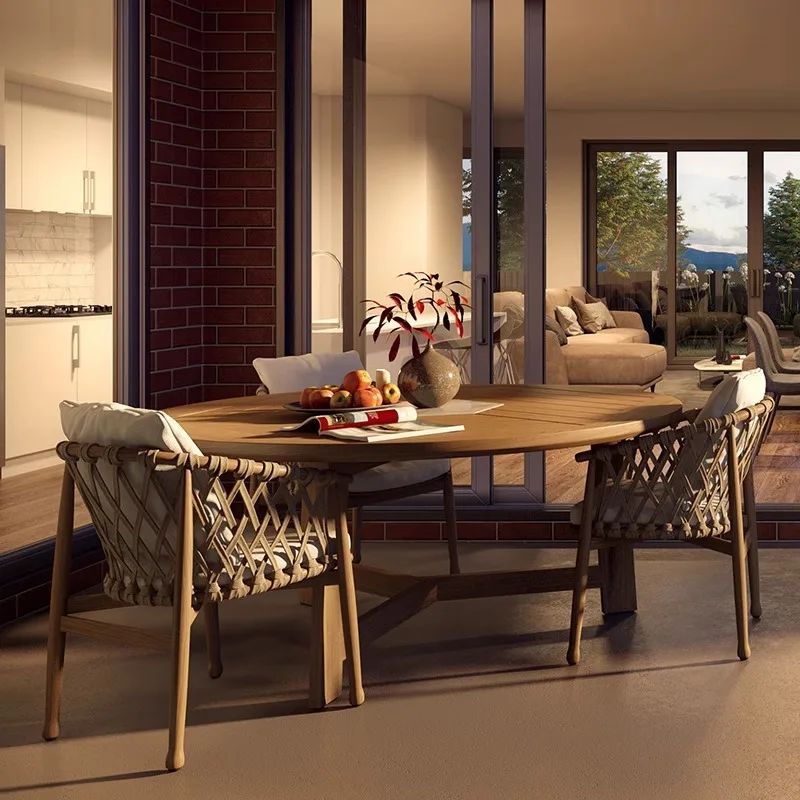 طاولات وكراسي ترفيهية، وشرفات في الهواء الطلق، وأثاث كرسي طعام مقاوم للماء وواقي من الشمس #3