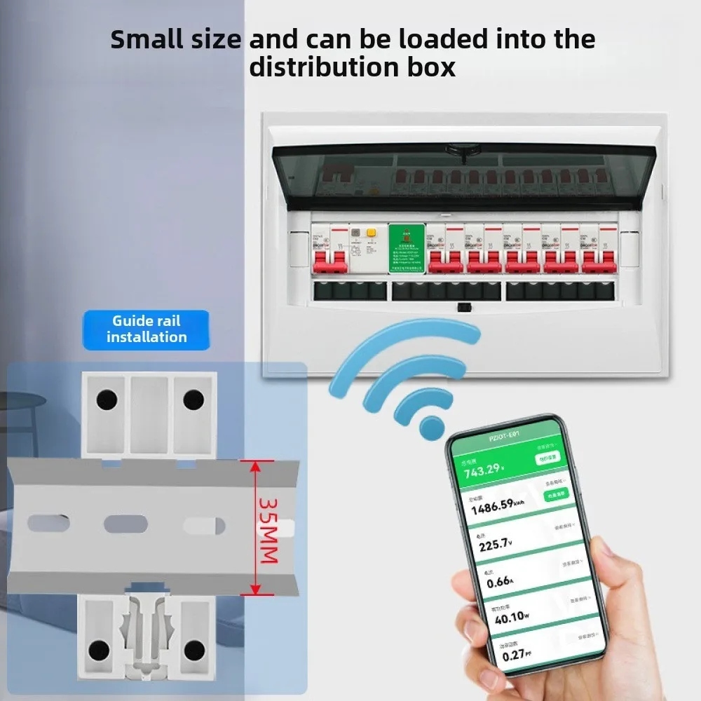 

Tuya WiFi Smart Single Phase Energy Meter 6 In 1 AC Electric Din Rail Smart Power Consumption Meters Wattmeter Voltmeter Ammeter