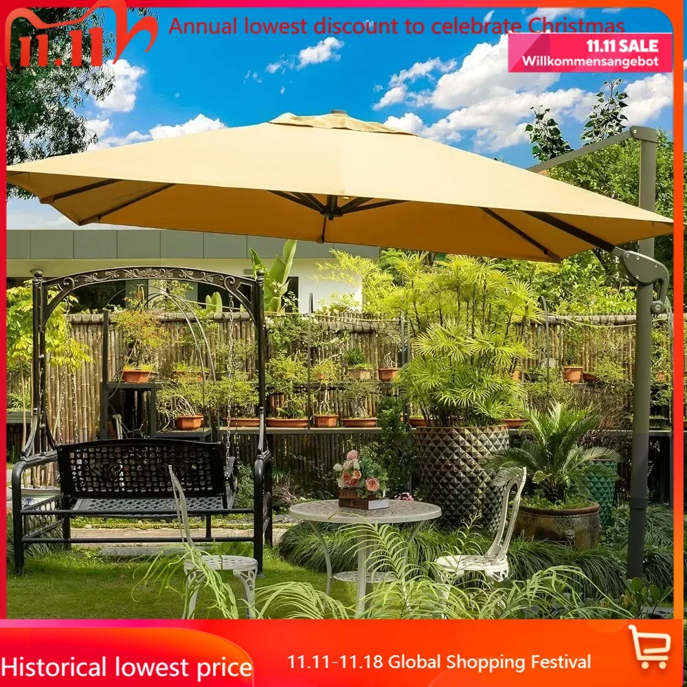 

Patio Umbrella, 10x13Ft Cantilever Patio Umbrellas, Offset 360°Rotation & Integrated Tilting Hanging Umbrellas, Patio Umbrella