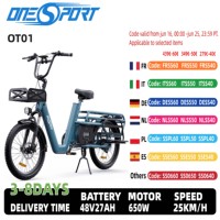 ONESPORT-OT01 Electric Bike, 650W Motor, 48V 27Ah Battery Electric Bicycle 20 Inch, Max Speed 25 km/h  Range 100 km Adult E-bike