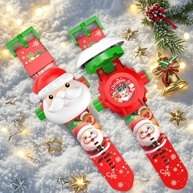 Lindo proyector de 24 imágenes, relojes para niños, reloj de Navidad de Papá Noel, reloj de pulsera Digital para niños, regalos de Año Nuevo para estudiantes