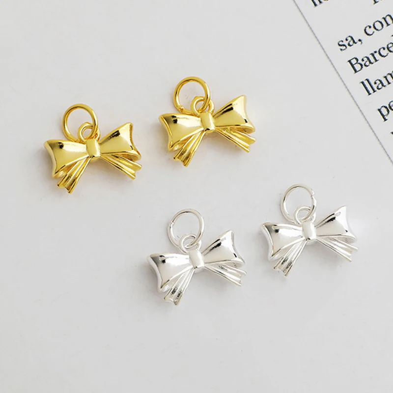1pc 925 Sterling Silver Fancy Bow Jewelry Charms Hanger 13x9.7mm Earrings Necklace Bracelets Decor Silver Pendants DIY Jewelry