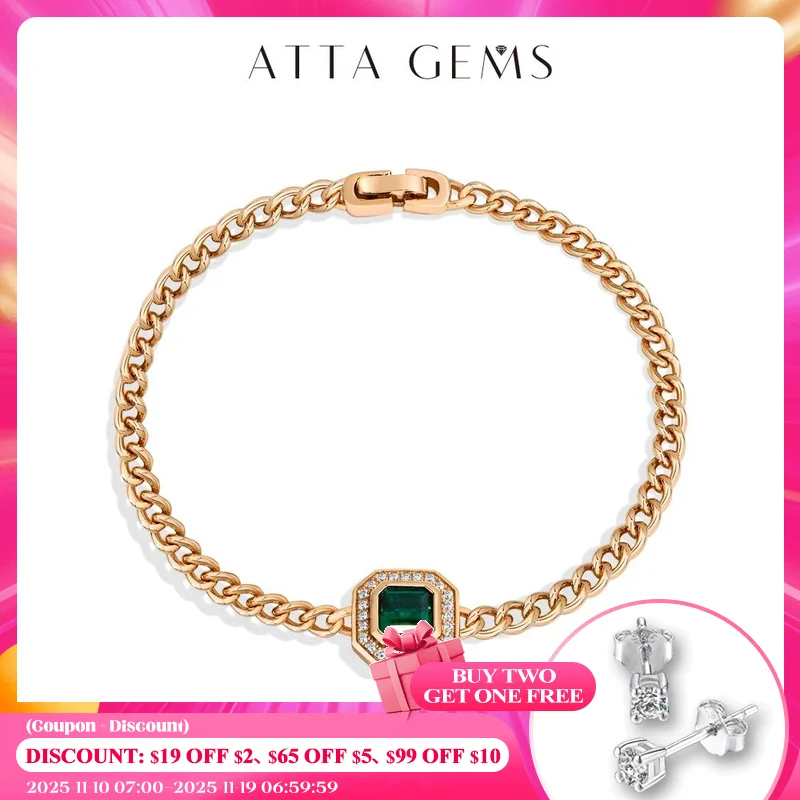 

ATTAGEMS Asscher Cut 6*6 мм лабораторные браслеты с изумрудом из зомбиана, Лидер продаж, новинка, стерлинговое серебро S925, кубинская цепочка, обручальные украшения