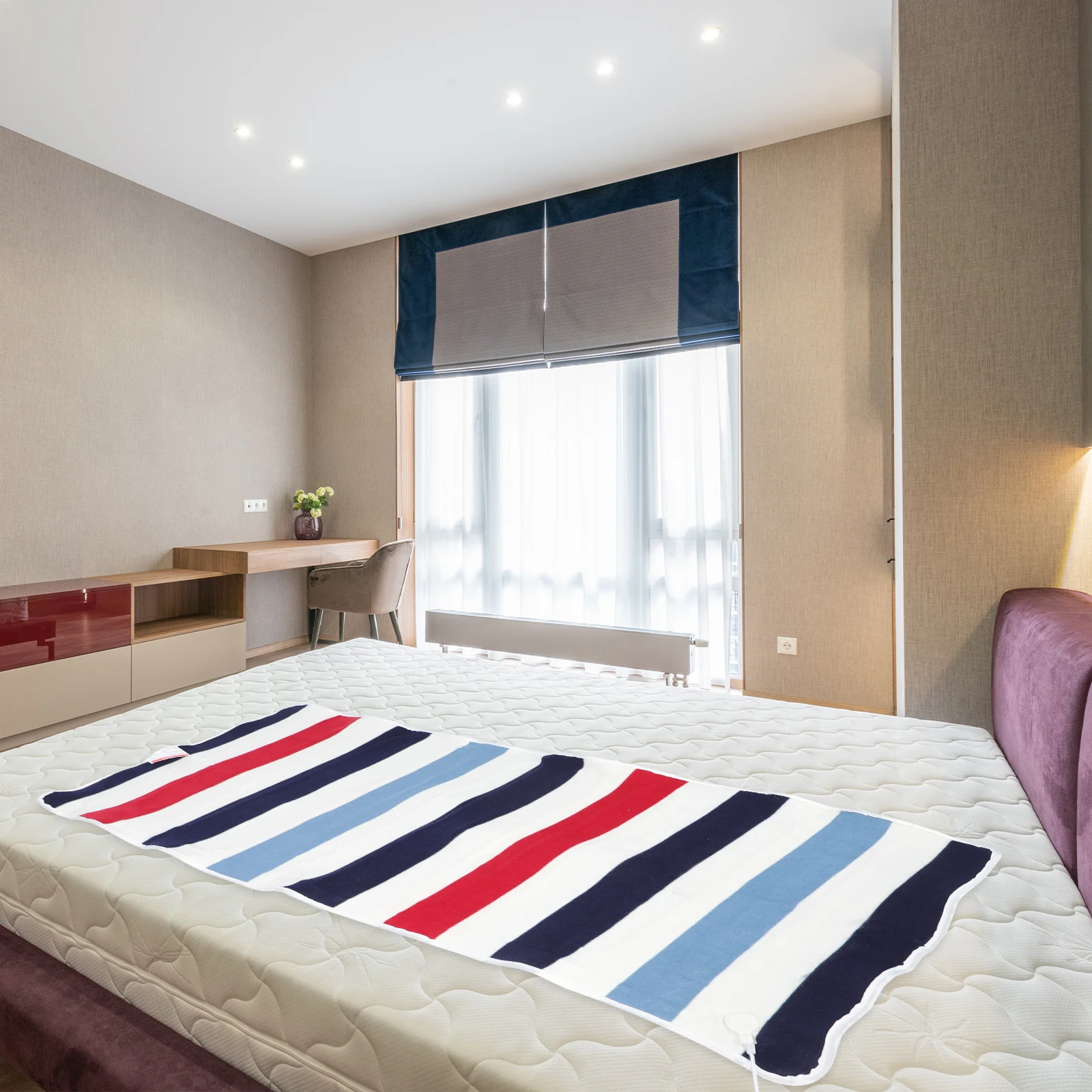 

Heated Blanket Electric Warm Portable Large Size Soft Fleece Dual Spiral Heating Wire Overheat Protection Kids Daycare Mats