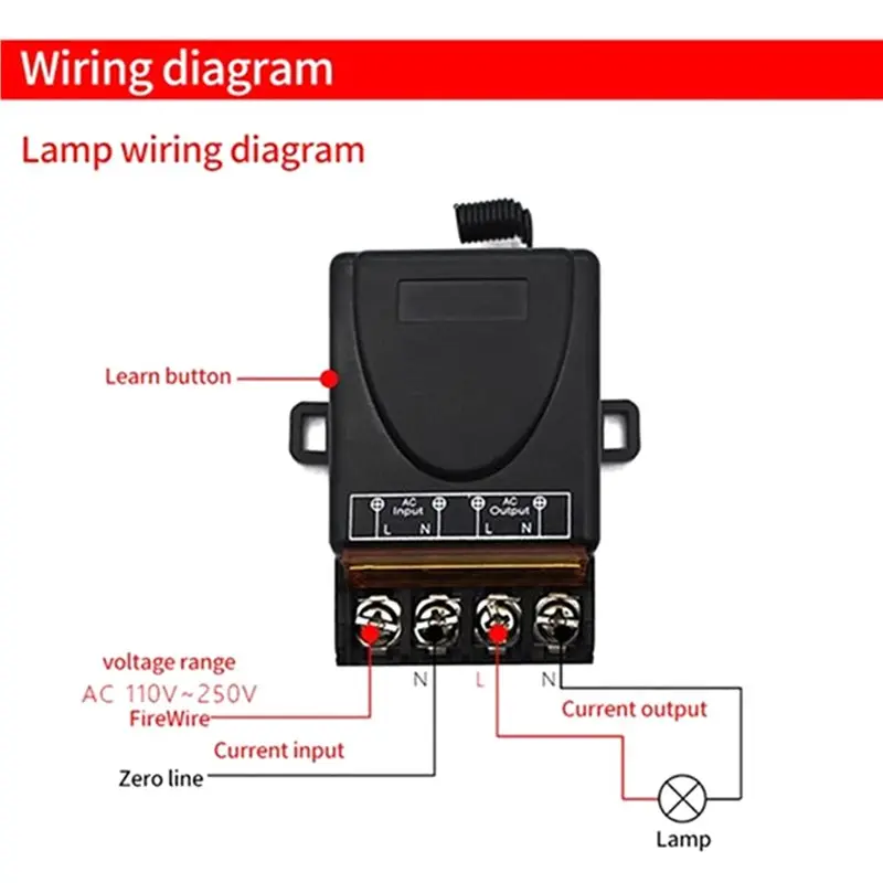 A33T 433MHz Wireless Remote Control Switch 30A AC 220V 1CH RF Relay Receiver Transmitter for Light Motor Water Pump