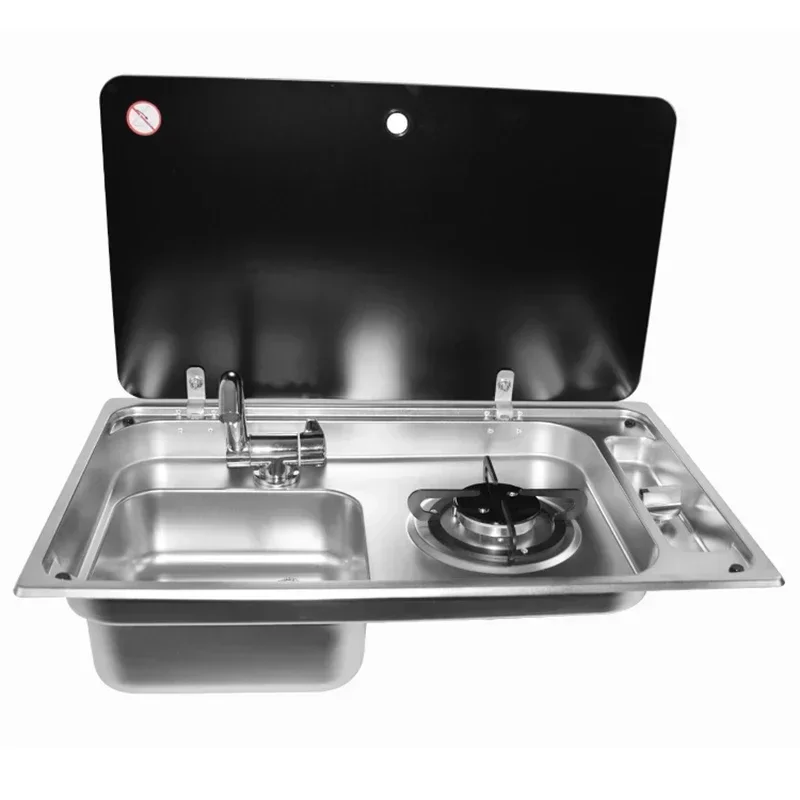 2 In 1 Folding RV Kitchen Stove With Sink Hidden Single Head Cooking Burner for Outdoor Caravan Camper Cooking