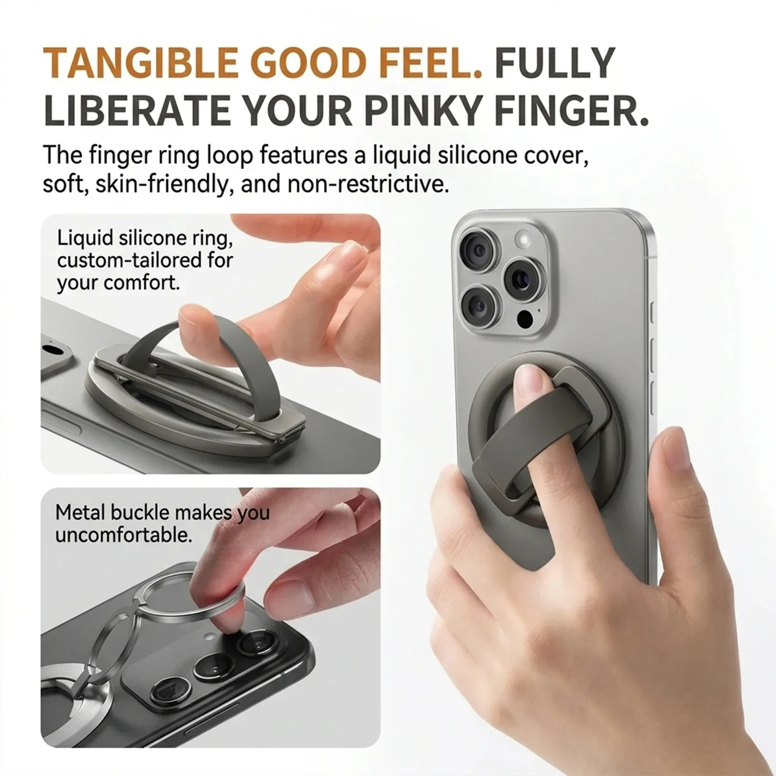 Silikon Magnetischer Faltbarer Handy-Fingergriff 360 ° Drehbarer Universal-Handyringhalter für MagSafe iPhone 17 Xiaomi Mobiltelefon – Detail 9