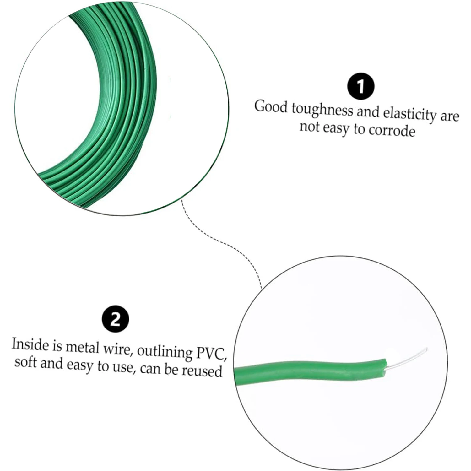 حبل ربط نباتات الحديقة 5/8/10 متر خط دعم حديقة مرن أخضر حبل سلكي مطلي قابل لإعادة الاستخدام مناسب لتثبيت نباتات التسلق