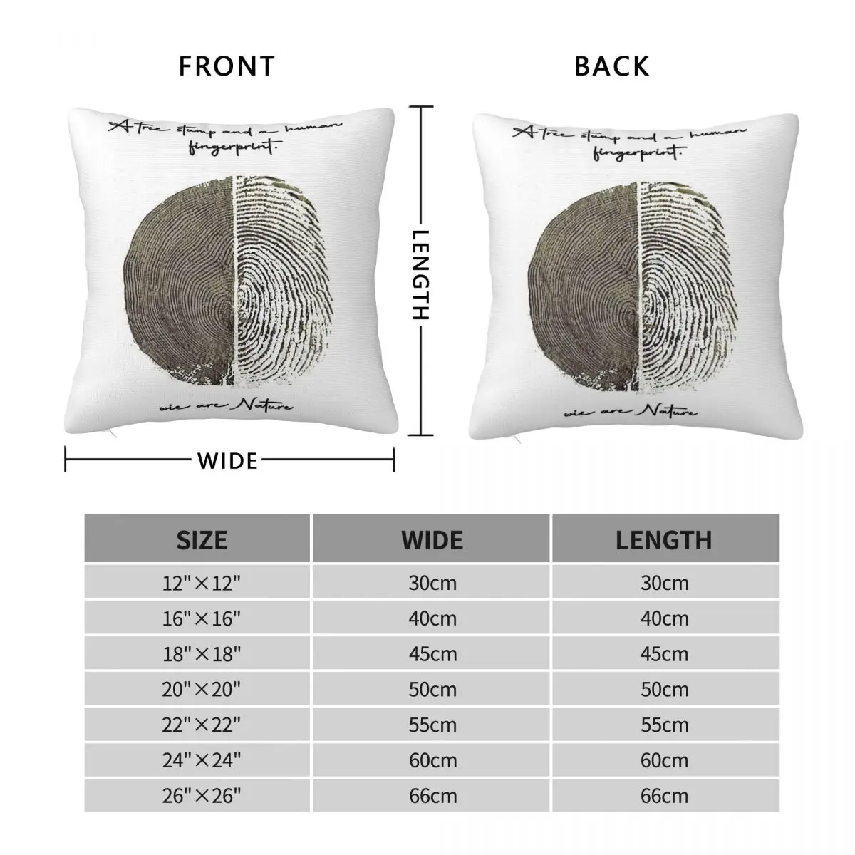 Tree Stump And Human Fingerprint Square Pillowcase Polyester Linen Velvet Creative Zip Decorative Pillow Case Home Cushion Cover