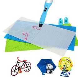 Stylo d'impression 3D en silicone pour enfants, tampon de conception avec modèle de base, équipé de 2 capuchons de doigt, excellent dessin de stylo 3D bricolage