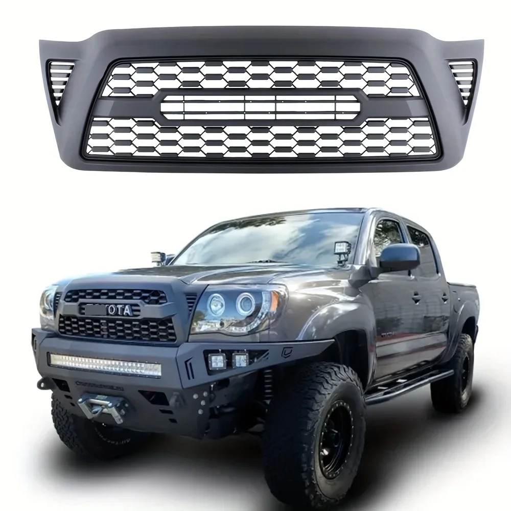 

Black TRD Pro Honeycomb Front Bumper Fits For 2005-2011, Durable Plastic Material, No Letters Included, Upgrade Your Vehicle's L