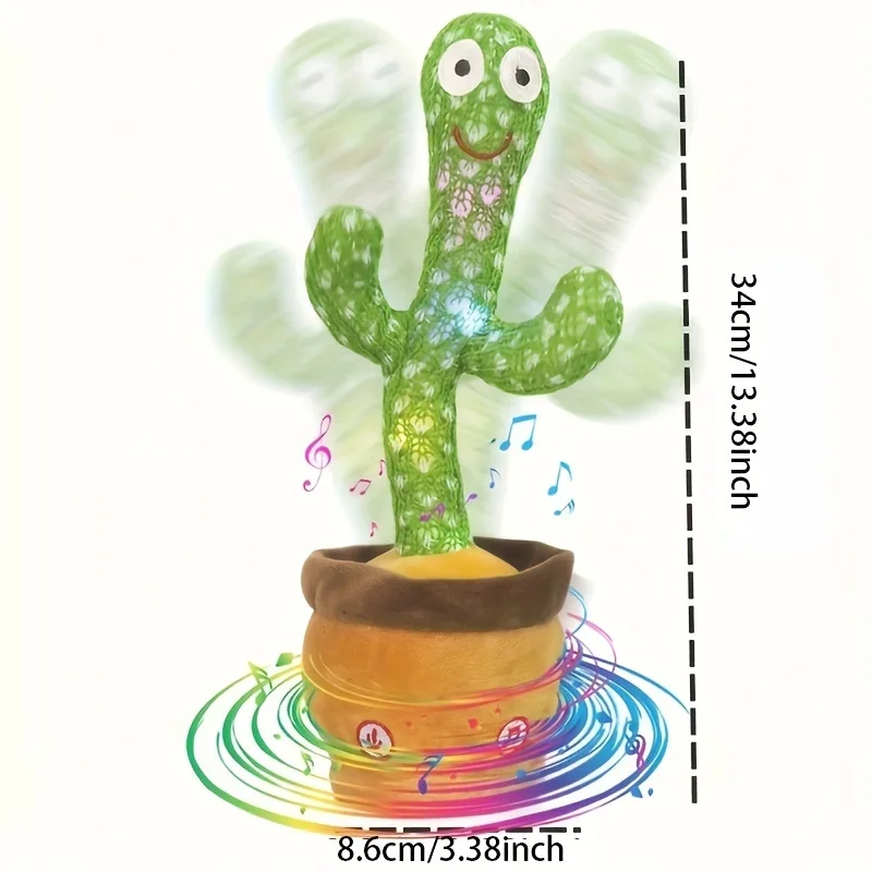 Juguete de Cactus parlante, Cactus bailando, juguete para bebé con iluminación, canto, imitando, juguetes para bebé, repetir lo que dice, registro de Cactus