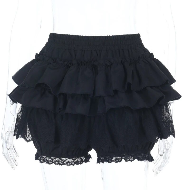 Goth Y2k Streetwear Dark Gothic Rock Shorts Frauen Vintage Cyber Punk Hotsweet Halloween Spitze Patchwork Kürbis Rock Weibliche